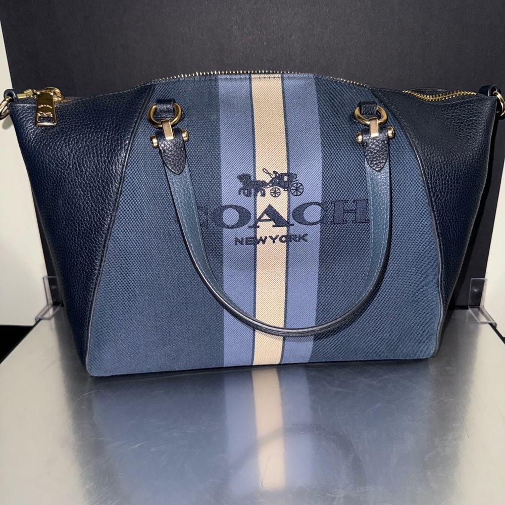 Coach Signature Stripe Satchel Tote - NWT